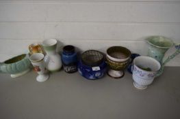 MIXED LOT VARIOUS DECORATED VASES, ARTHUR WOOD JUG, ROSEBOWL AND OTHER ITEMS