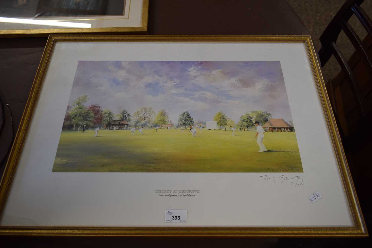 JOCELYN GALSWORTHY, 'CRICKET AT LUDGROVE', COLOURED PRINT, SIGNED IN PENCIL, 30/250, F/G