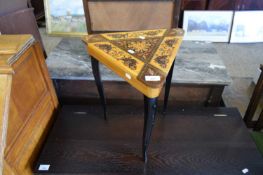 TRIANGULAR INLAID SEWING BOX WITH MUSICAL MOVEMENT