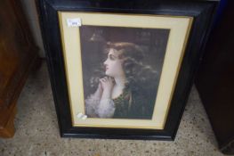 TWO PORTRAIT PRINTS OF YOUNG LADIES IN EBONISED FRAMES