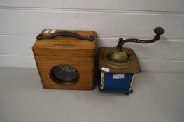 VINTAGE COFFEE GRINDER AND A PIGEON RACING CLOCK (2)