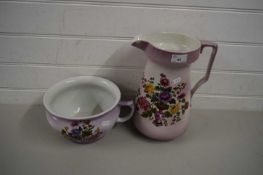 FLORAL DECORATED WASH JUG AND CHAMBER POT