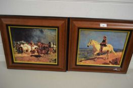 AFTER SIR ALFRED J MUNNINGS, TWO FRAMED COLOURED PRINTS