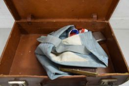 SMALL LEATHER CASE CONTAINING MASONIC SASH AND OTHER ITEMS FROM CROMER LODGE