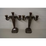 PAIR OF BRONZED COMPOSITION CANDELABRA