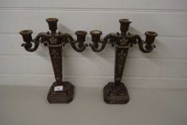PAIR OF BRONZED COMPOSITION CANDELABRA