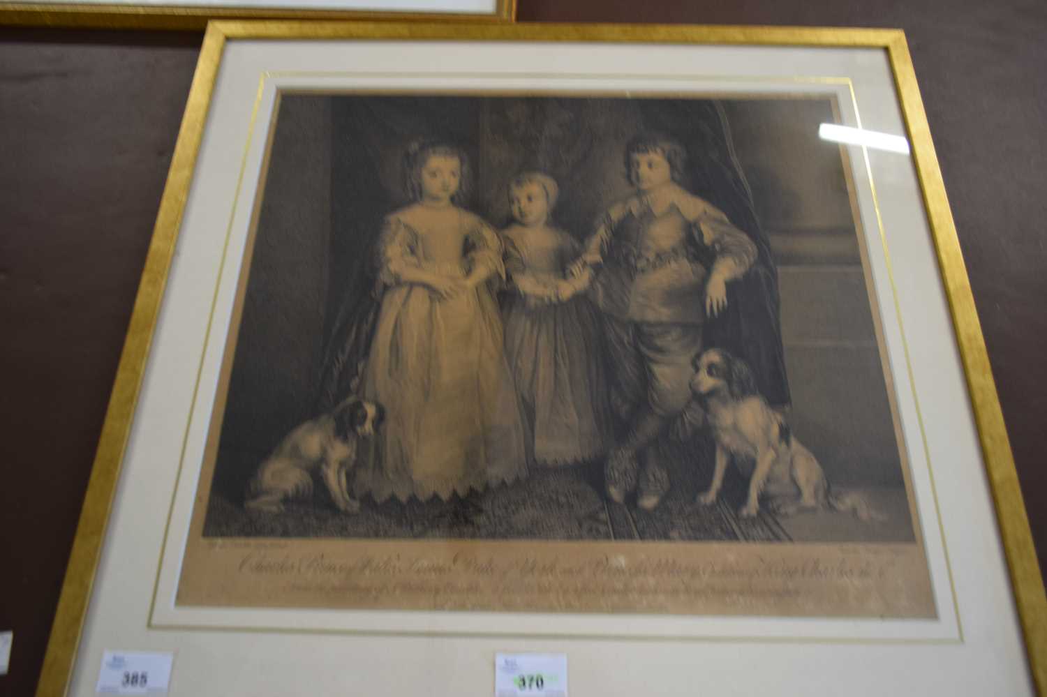 MEZZOTINT PRINT, 'CHARLES, PRINCE OF WALES, JAMES DUKE OF YORK AND PRINCESS MARY, CHILDREN OF KING - Image 2 of 2