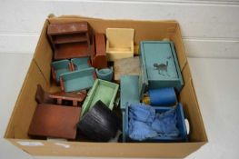 BOX OF MIXED DOLLS HOUSE FURNITURE