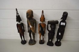 FIVE AFRICAN HARDWOOD FIGURES