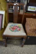 OAK FRAMED DINING CHAIR WITH TAPESTRY SEAT