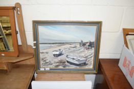 JASON PARTNER, STUDY 'A QUIET DAY, BLAKENEY NORFOLK', OIL ON BOARD, FRAMED, 59CM WIDE