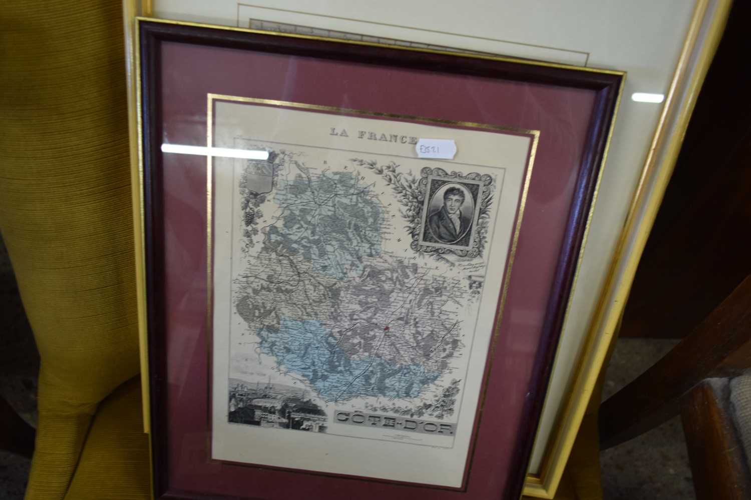 MIXED LOT COMPRISING FRAMED MAP OF CUMBERLAND TOGETHER WITH TWO FRAMED FRENCH MAPS (3) - Image 2 of 3