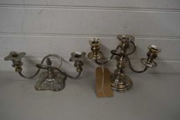 TWO SILVER PLATED CANDELABRA