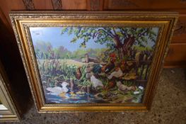 FRAMED TAPESTRY PICTURE OF POULTRY