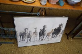 CONTEMPORARY SCHOOL STUDY OF RUNNING HORSES IN SILVER FINISH FRAME