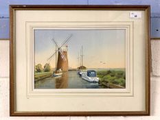 Geoffrey G. Read (British, contemporary), Horsey Mere, The Norfolk Broads, watercolour, signed to