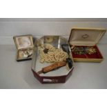 BOX VARIOUS COSTUME JEWELLERY, PEARL NECKLACES, WATCHES ETC