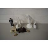 MIXED LOT - ROYAL DOULTON 'IMAGES' MODEL OF A DOLPHIN, MODEL OF SWANS AND OTHERS