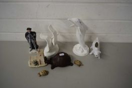 MIXED LOT - ROYAL DOULTON 'IMAGES' MODEL OF A DOLPHIN, MODEL OF SWANS AND OTHERS