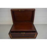 19TH CENTURY MAHOGANY WRITING BOX WITH INLAID STAR DECORATION