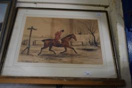 British, Late 18th Century/Early 19th Century, Huntsman in wintery conditions. Unsigned. 12x18in