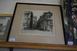 EDWARD SHARLAND, CHESTER CATHEDRAL, BLACK AND WHITE ETCHING, SIGNED IN PENCIL, F/G