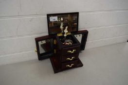 SMALL TABLE TOP JEWELLERY CABINET AND SOME CONTENTS