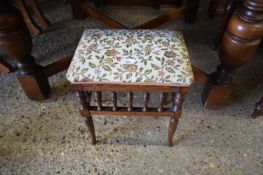 SMALL LATE VICTORIAN STOOL ON BOBBIN TURNED FRAME