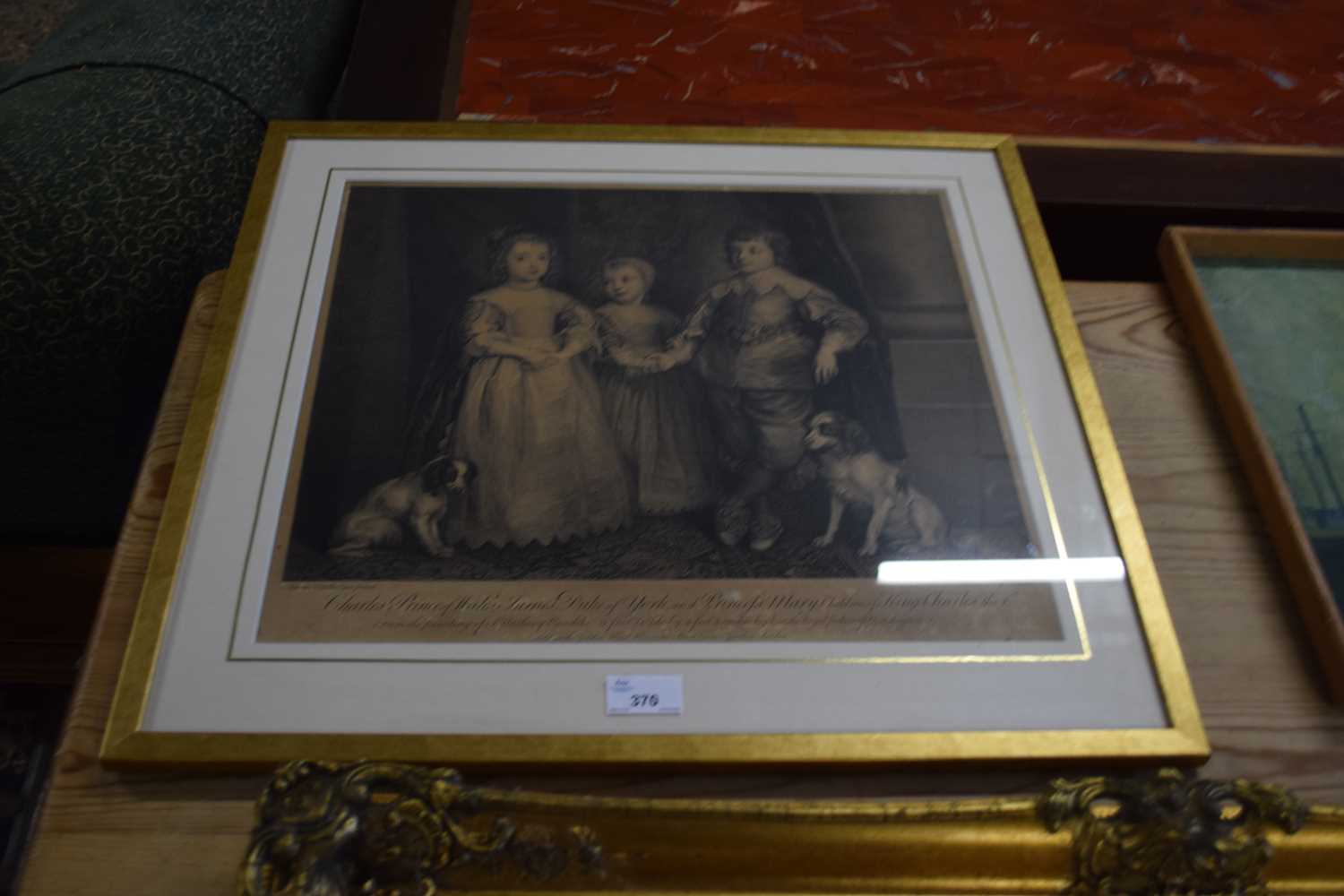 MEZZOTINT PRINT, 'CHARLES, PRINCE OF WALES, JAMES DUKE OF YORK AND PRINCESS MARY, CHILDREN OF KING