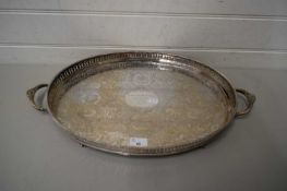 GALLERIED SILVER PLATED SERVING TRAY