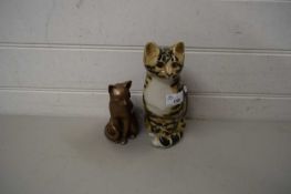 BRONZED RESIN MODEL OF A CAT AND ONE OTHER