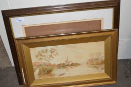 19TH CENTURY SCHOOL, STUDY OF A RURAL HARBOUR, WATERCOLOUR, INDISTINCTLY SIGNED, F/G TOGETHER WITH