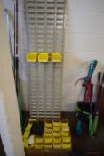 YELLOW PLASTIC WORKSHOP TIDY TRAYS AND ASSOCIATED RACKING