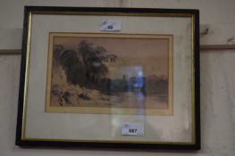 Attributed to John Varley (British 19th Century), Landscape Study. Watercolour, signed. 6x8ins