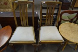 PAIR OF CABRIOLE LEGGED DINING CHAIRS