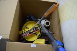 ONE BOX OF TOOLS AND HOUSEHOLD SUNDRIES