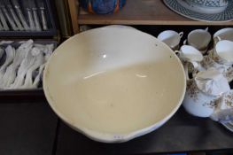 LARGE GLAZED POTTERY MIXING BOWL