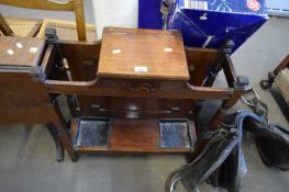 LATE 19TH/EARLY 20TH CENTURY MAHOGANY STICK STAND WITH STORAGE CENTRE