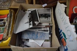 BOX CONTAINING A RANGE OF VARIOUS COLOURED AND BLACK AND WHITE PHOTOGRAPHS OF VARIOUS MILITARY