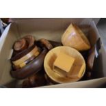 ONE BOX VARIOUS WOODEN BOWLS