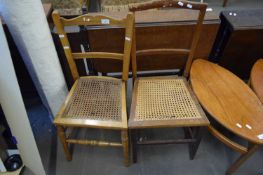 TWO CANE SEATED SIDE CHAIRS