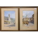 Robert Douglas Wells (British,19th century), a pair of scenes depicting Spanish street scenes and