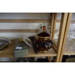 MIXED LOT SILVER PLATED CRUET, GAVEL, GLASS SWEET JAR AND OTHER ITEMS