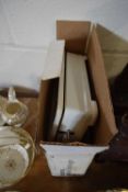 PAIR OF WOODEN CANDLESTICKS AND BOXED VINTAGE SCALES (3)