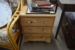 PINE THREE DRAWER BEDSIDE CABINET