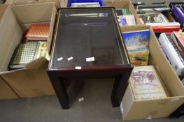 NEST OF THREE GLASS TOP OCCASIONAL TABLES