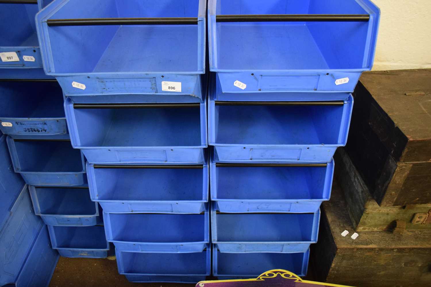 TEN LARGE BLUE PLASTIC WORKSHOP TIDY TRAYS