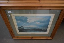 DAVID DANE, 'MARSHLANDS FROM THURNE', AND 'WHERRY NEAR RUNHAM', TWO PAIRS PINE FRAMED PRINTS (4)