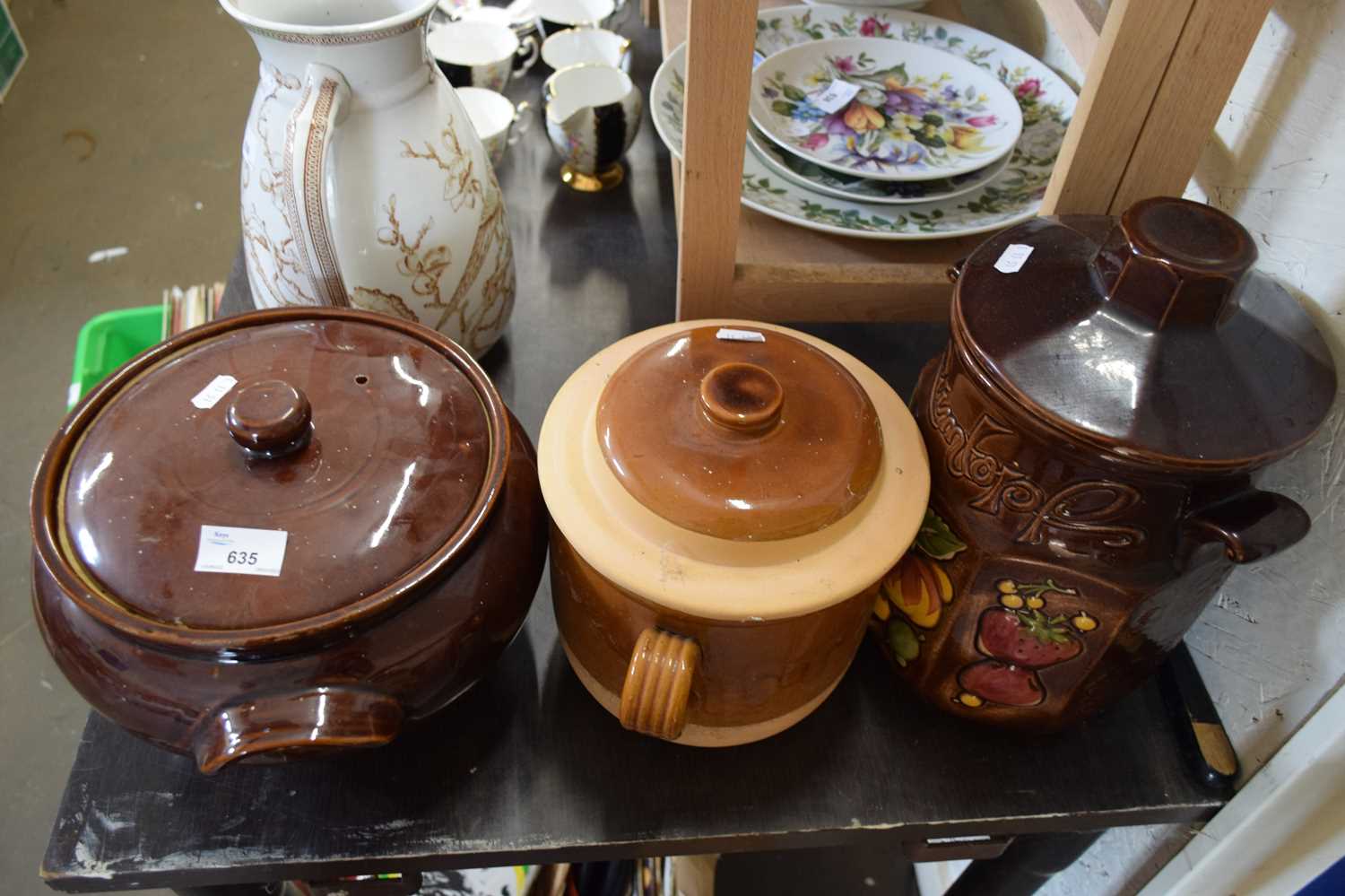 THREE VARIOUS GLAZED KITCHEN JARS