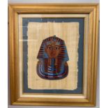 Tutankhamun bust, acrylic on Adel Gabur Papyrus Paper (certification label on verso by the